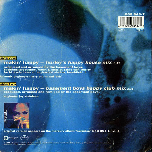 Crystal Waters - Makin Happy (B-Keus) Vinyl Singles Vinyl Zeer Goed / Hoesje Sticker "VINYLSINGLES.NL"