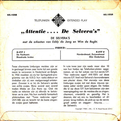 Selvera's - Attentie De Selvera's 43388 Vinyl Singles EP Vinyl Goed / Hoes Goed