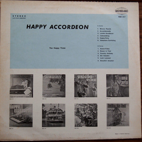 Happy Three - Happy Accordeon (LP) Vinyl LP Vinyl Zeer Goed / Hoesje Goed "VINYLSINGLES.NL"