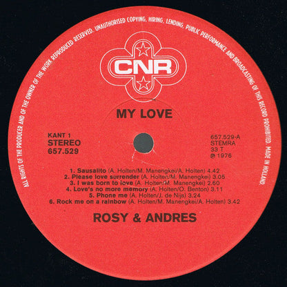 Rosy & Andres  -  My Love (LP) 48380 Vinyl LP JUKEBOXSINGLES.NL   