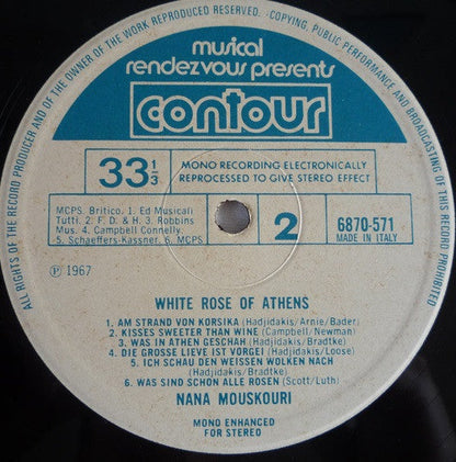 Nana Mouskouri - White Rose Of Athens (LP) 48559 Vinyl LP Vinyl Goed / Hoes Goed
