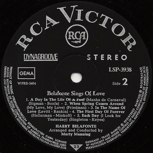 Harry Belafonte - Belafonte Sings Of Love (LP) Vinyl LP Vinyl Zeer Goed / Hoesje Goed "VINYLSINGLES.NL"