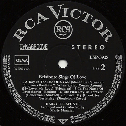 Harry Belafonte - Belafonte Sings Of Love (LP) Vinyl LP Vinyl Zeer Goed / Hoesje Goed "VINYLSINGLES.NL"