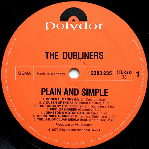 Dubliners - Plain And Simple (LP) 46580