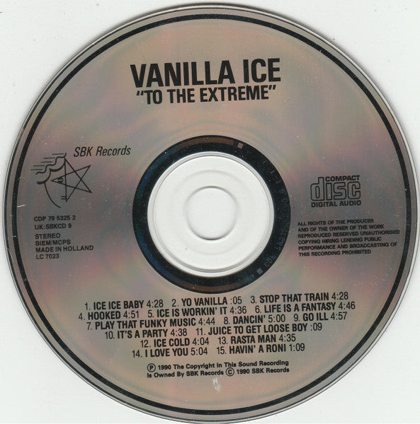 Vanilla Ice - To The Extreme (CD) 70416 Compact Disc Goede Staat