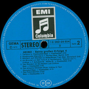 Heino - Seine Großen Erfolge (Folge 4) (LP) Vinyl LP Vinyl Zeer Goed / Hoes Goed "VINYLSINGLES.NL"