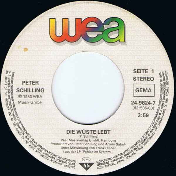 Peter Schilling - Die Wuste lebt 41241 Vinyl Singles Vinyl Goed / Hoes Sticker