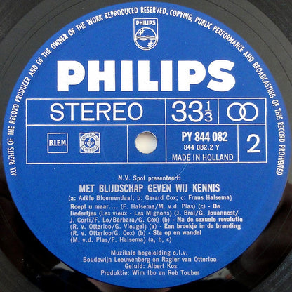 Adele Bloemendaal Frans Halsema Gerard Cox - Met Blijdschap Geven Wij Kennis (LP) 51372