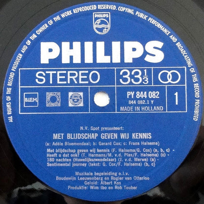 Adele Bloemendaal Frans Halsema Gerard Cox - Met Blijdschap Geven Wij Kennis (LP) 51372