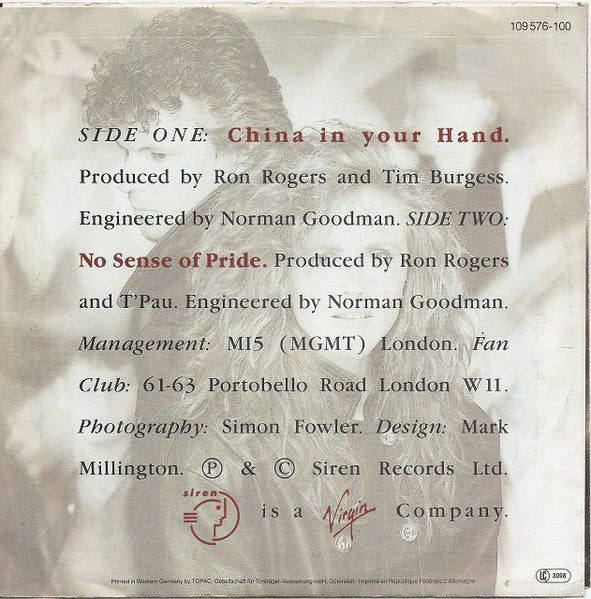 T'Pau - China In Your Hand 41763 Vinyl Singles Vinyl Goed / Hoes Goed