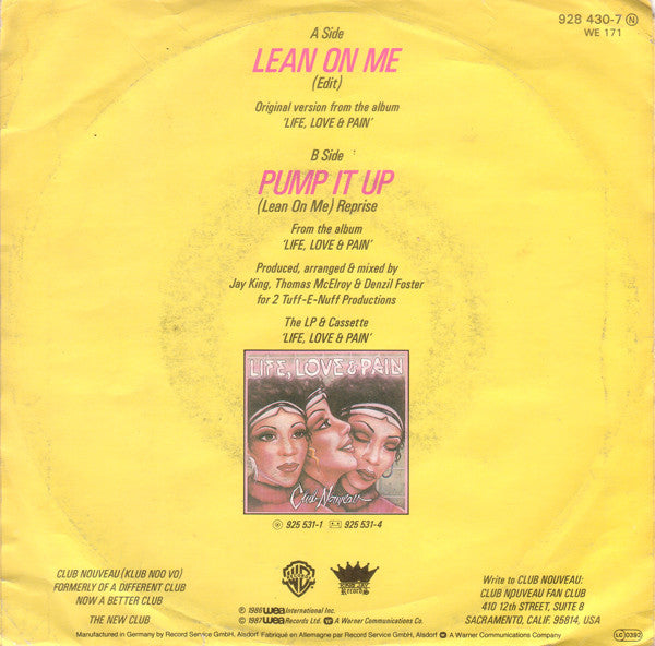 Club Nouveau - Lean On Me 43415 Vinyl Singles Vinyl Zeer Goed / Hoesje Goed "VINYLSINGLES.NL"