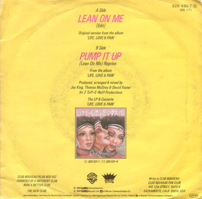 Club Nouveau - Lean On Me 43415 Vinyl Singles Vinyl Zeer Goed / Hoesje Goed "VINYLSINGLES.NL"