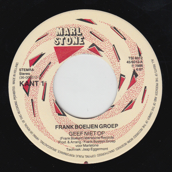 Frank Boeijen Groep - Geef Niet Op 34352 Vinyl Singles Vinyl Zeer Goed / Hoesje Goed "VINYLSINGLES.NL"