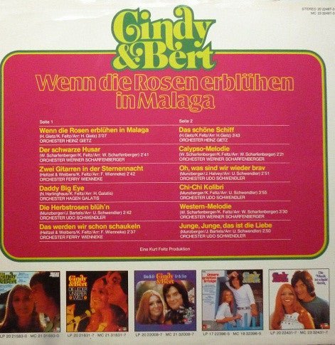 Cindy & Bert - Wenn Die Rosen Erblühen In Malaga (LP) Vinyl LP Vinyl Zeer Goed / Hoes Goed "VINYLSINGLES.NL"