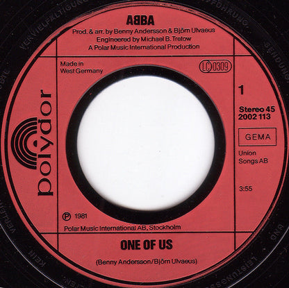 ABBA - One Of Us 42785 Vinyl Singles Vinyl Zeer Goed / Hoesje Goed "VINYLSINGLES.NL"