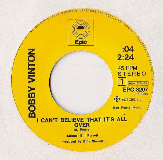 Bobby Vinton - I Can't Believe That It's All Over 41846 Vinyl Singles Vinyl Goed / Hoes Generic