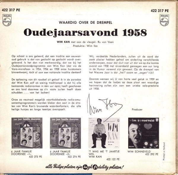 Wim Kan – Worthy Over The Threshold – Silvester 1958 (EP) 17860 26291 32382