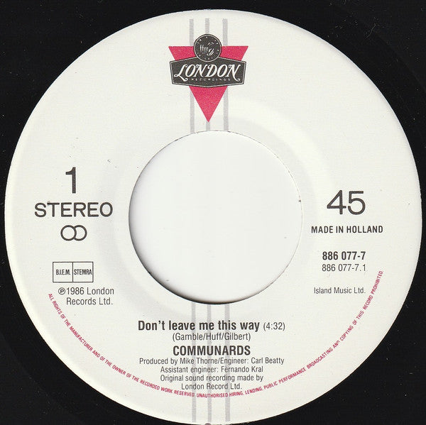 Communards - Don't Leave Me This Way 36138 Vinyl Singles Vinyl Zeer Goed / Hoesje Generic "VINYLSINGLES.NL"