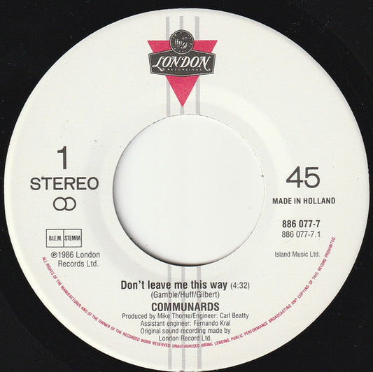 Communards - Don't Leave Me This Way 36138 Vinyl Singles Vinyl Zeer Goed / Hoesje Generic "VINYLSINGLES.NL"