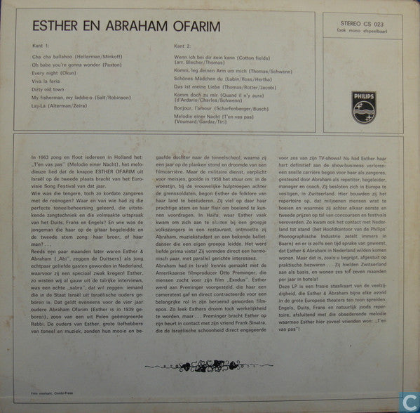 Esther & Abi Ofarim - Ester En Abraham Ofarim (LP) Vinyl LP Vinyl Zeer Goed / Hoesje Goed "VINYLSINGLES.NL"