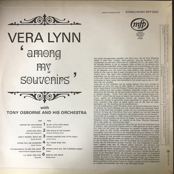 Vera Lynn With Tony Osborne And His Orchestra - Among My Souvenirs (LP) 46990 Vinyl LP JUKEBOXSINGLES.NL   