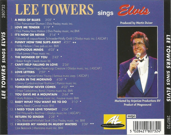 Lee Towers - Lee Towers Sings Elvis (CD) 70580 Compact Disc Goede Staat