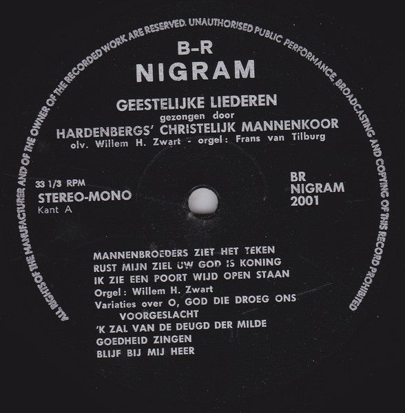 Hardenberg's Chr. Mannenkoor - Als Ik Hem Maar Kenne (LP) Vinyl LP Vinyl Zeer Goed / Hoesje Goed "VINYLSINGLES.NL"