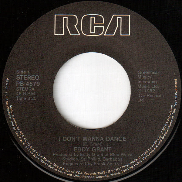 Eddy Grant - I Don't Wanna Dance 30797 Vinyl Singles Vinyl Zeer Goed / Hoesje Goed "VINYLSINGLES.NL"