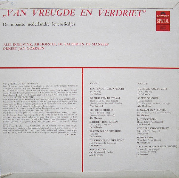 Various - Van Vreugde En Verdriet (LP) 43398 Vinyl LP JUKEBOXSINGLES.NL   