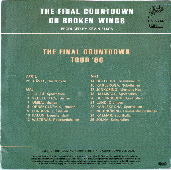 Europe - The Final Countdown 43495 Vinyl Singles Vinyl Zeer Goed / Hoesje Goed "VINYLSINGLES.NL"