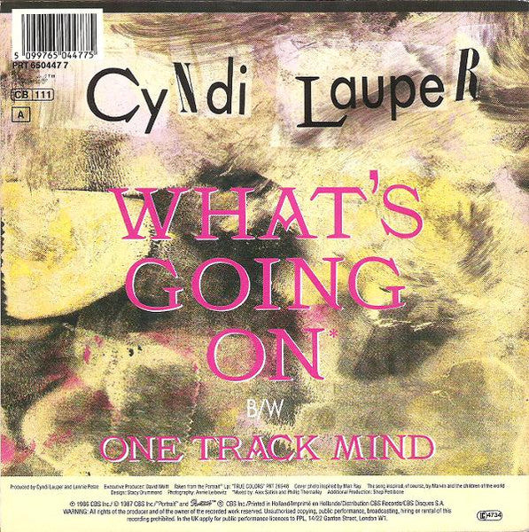 Cyndi Lauper - What's Going On 40186 Vinyl Singles Vinyl Zeer Goed / Hoesje Goed "VINYLSINGLES.NL"