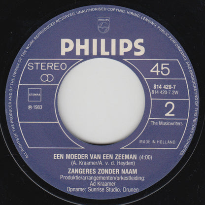 Zangeres Zonder Naam - Werkeloos 00019 Vinyl Singles Vinyl Goed / Hoes Goed