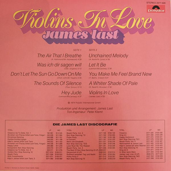 James Last - Violins In Love (LP) 42662 Vinyl LP JUKEBOXSINGLES.NL   