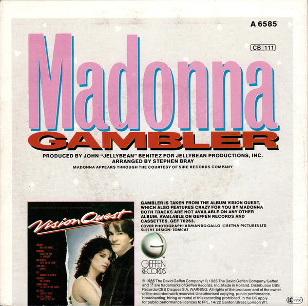 Madonna - Gambler 07011 Vinyl Singles Vinyl Goed / Hoes Goed
