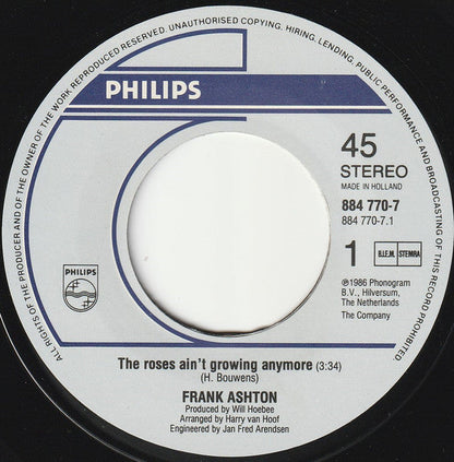 Frank Ashton - Roses Ain't Growing Anymore Vinyl Singles Vinyl Zeer Goed / Hoesje Generic "VINYLSINGLES.NL"