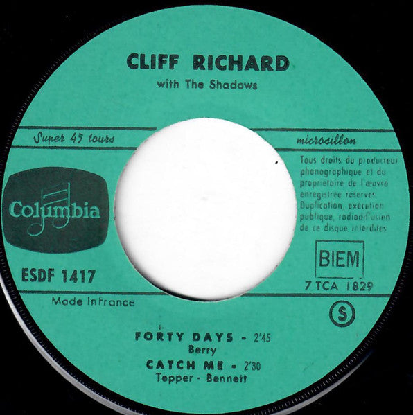 Cliff Richard - Forty Days Vinyl Singles Vinyl Zeer Goed / Hoesje Generic "VINYLSINGLES.NL"