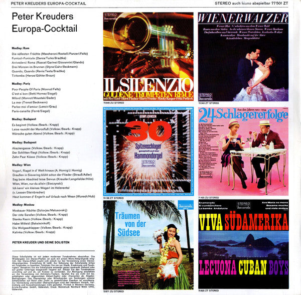 Peter Kreuder Und Seine Solisten - Peter Kreuders Europa-Cocktail (LP) 42574 Vinyl LP JUKEBOXSINGLES.NL   