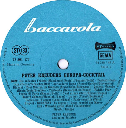 Peter Kreuder Und Seine Solisten - Peter Kreuders Europa-Cocktail (LP) 42574 Vinyl LP JUKEBOXSINGLES.NL   