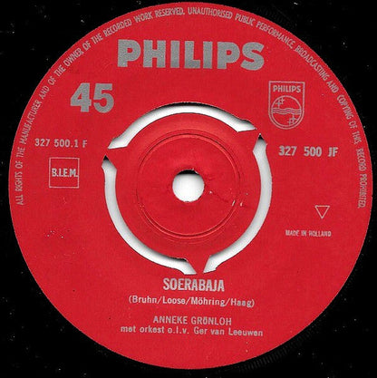 Anneke Gronloh - Soerabaja Vinyl Singles Vinyl Zeer Goed / Hoesje Goed "VINYLSINGLES.NL"