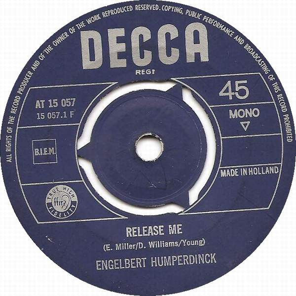 Engelbert Humperdinck - Release Me 39913 Vinyl Singles Vinyl Zeer Goed / Hoesje Goed "VINYLSINGLES.NL"
