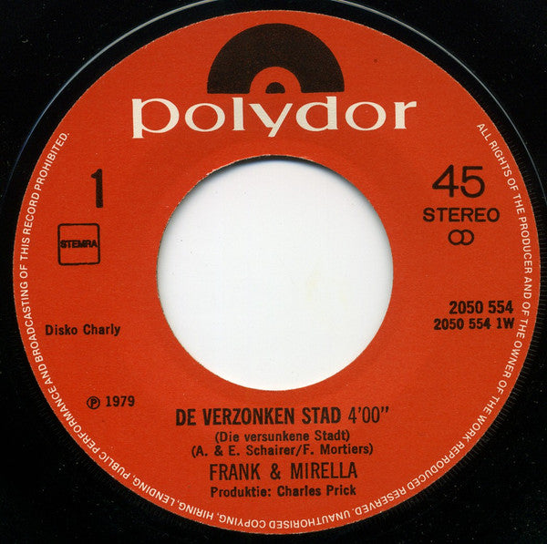 Frank & Mirella - De Verzonken Stad 23900 Vinyl Singles Vinyl Zeer Goed / Hoesje Goed "VINYLSINGLES.NL"