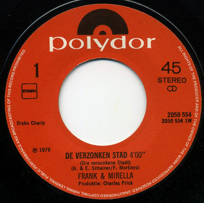 Frank & Mirella - De Verzonken Stad 23900 Vinyl Singles Vinyl Zeer Goed / Hoesje Goed "VINYLSINGLES.NL"
