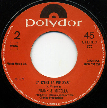Frank & Mirella - De Verzonken Stad 23900 Vinyl Singles Vinyl Zeer Goed / Hoesje Goed "VINYLSINGLES.NL"