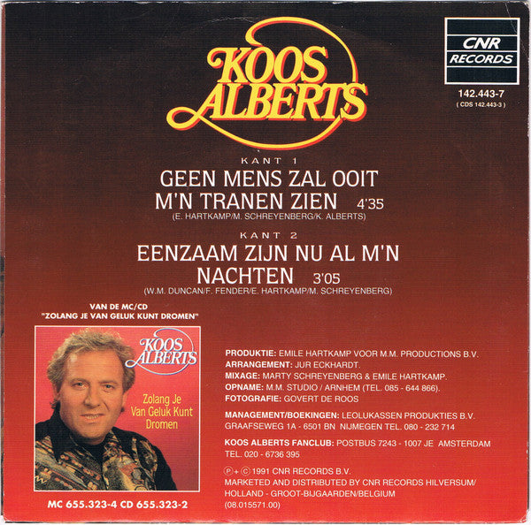 Koos Alberts - Geen Mens Zal Ooit M'n Tranen Zien 37448 Vinyl Singles Vinyl Goed / Hoes Goed