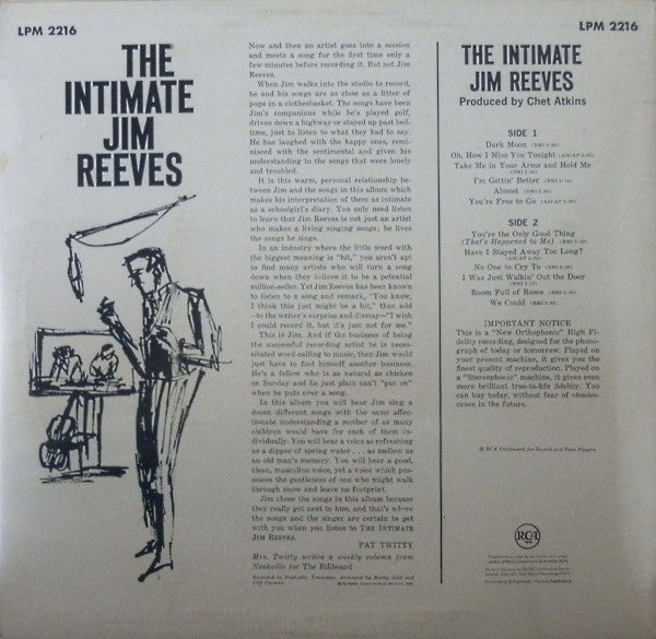 Jim Reeves – The Intimate Jim Reeves (LP) 50263