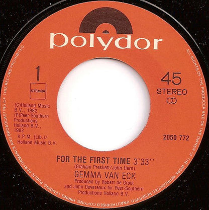 Gemma Van Eck - For The First Time Vinyl Singles Vinyl Zeer Goed / Hoesje Goed "VINYLSINGLES.NL"