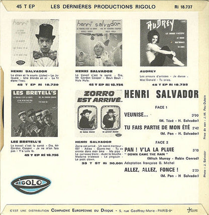 Henri Salvador - Allez, Allez, Fonce ! Vinyl Singles EP Vinyl Zeer Goed / Hoesje Goed "VINYLSINGLES.NL"