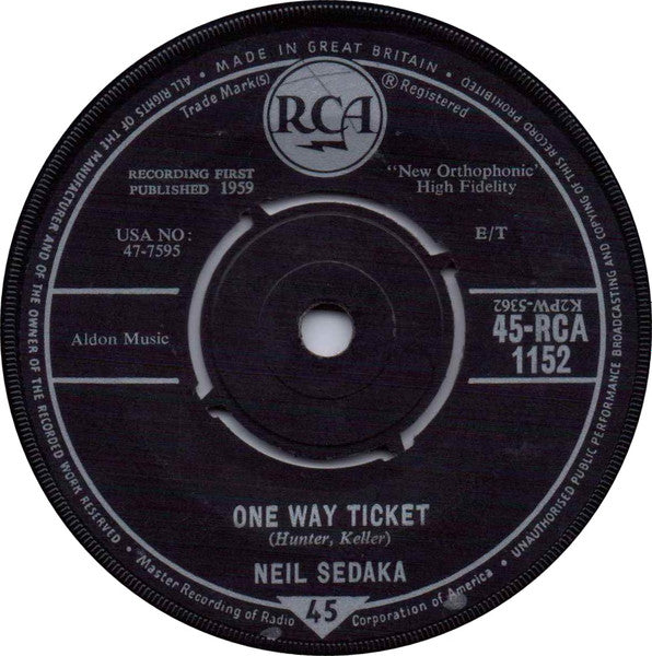 Neil Sedaka - Oh ! Carol 42205 Vinyl Singles Vinyl Goed / Hoes Generic