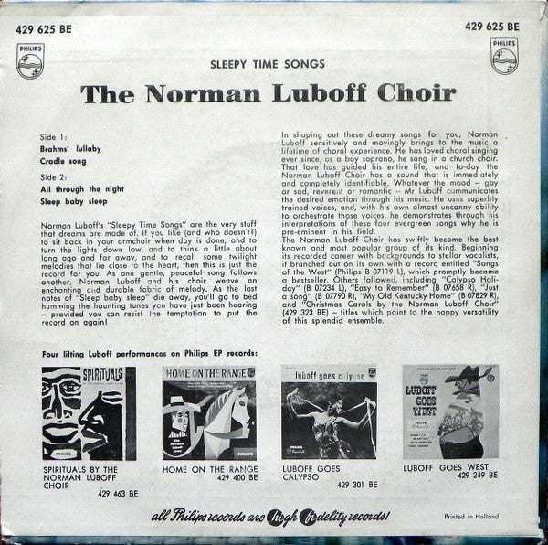 Norman Luboff Choir - Sleep Time Songs 13790 Vinyl Singles EP Vinyl Goed / Hoes Goed