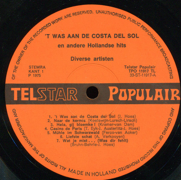 Various - 'T Was Aan De Costa Del Sol (LP) 40728 Vinyl LP JUKEBOXSINGLES.NL   